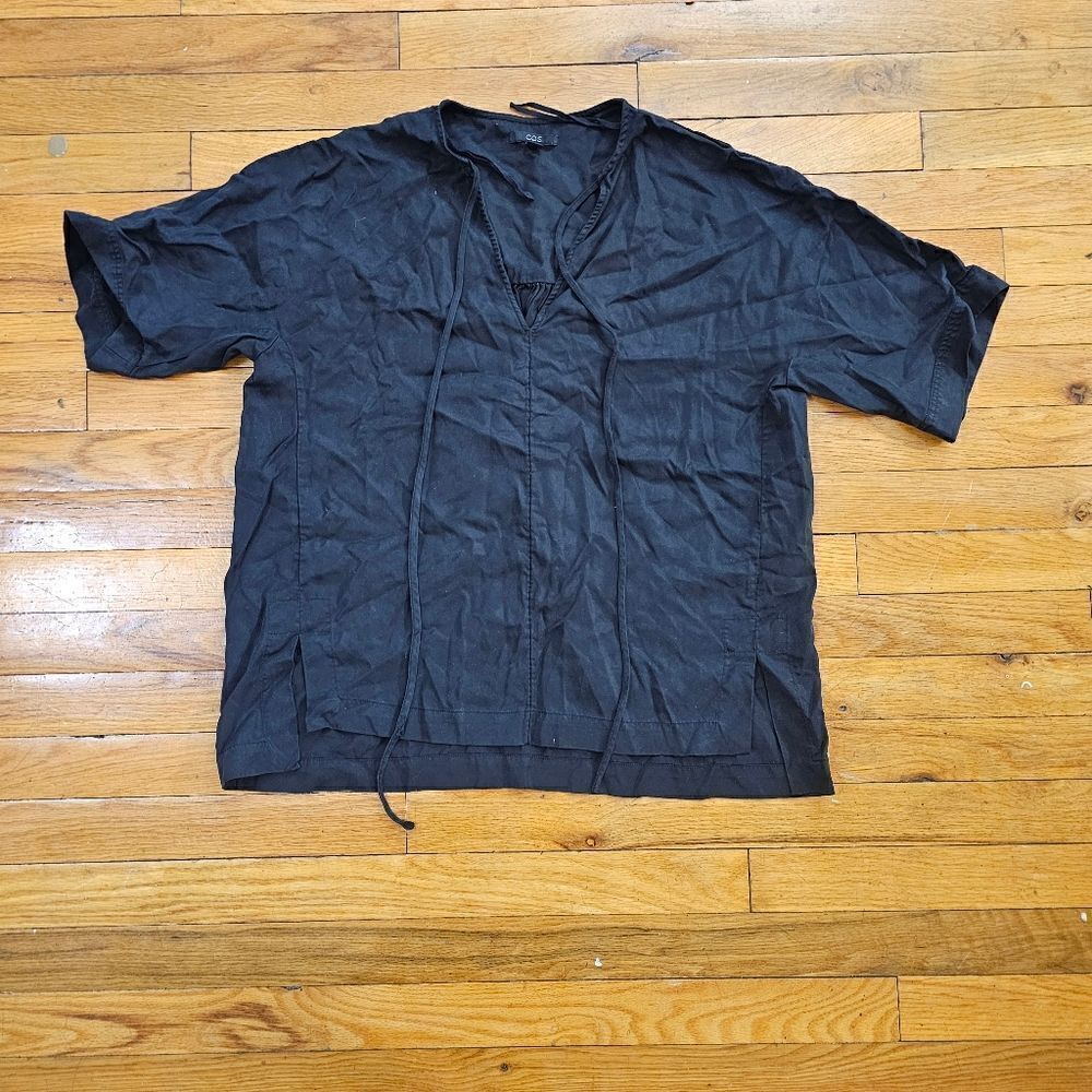 COS Black Short Sleeve Tunic Blouse Size 6